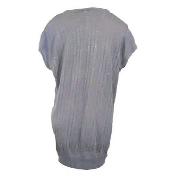 Xhilaration Silver Gray Metallic Knit Open Front Cap Sleeve Sweater Top Size XXL - Picture 6 of 8